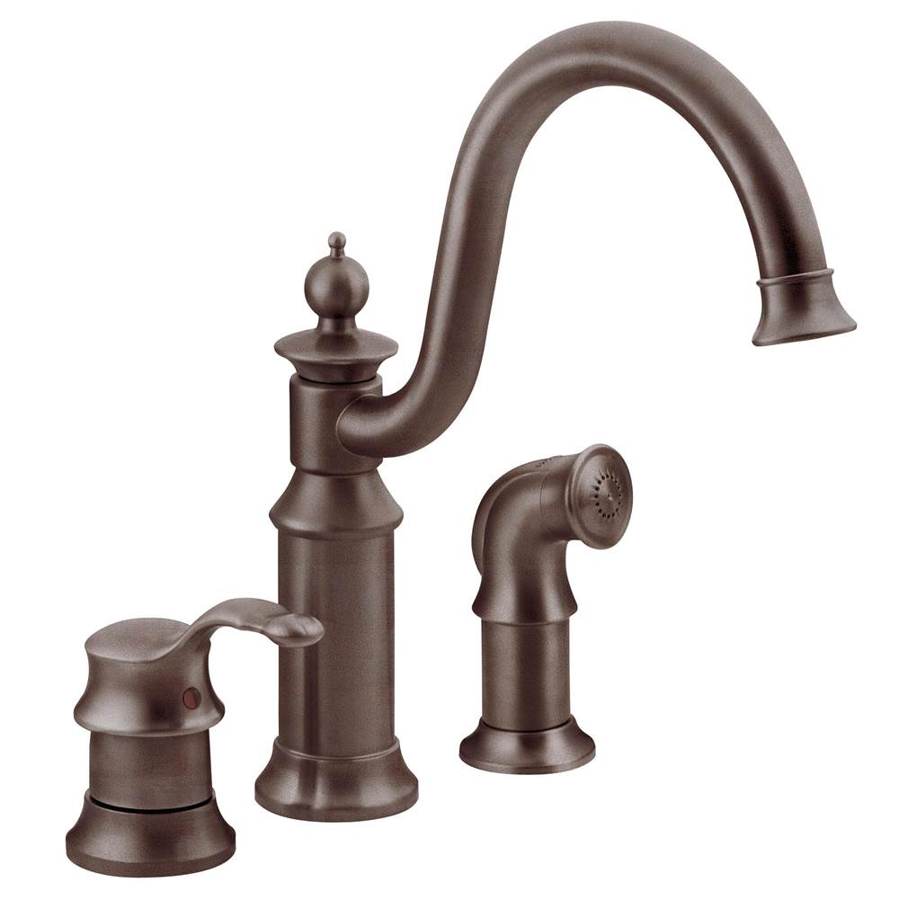 Bathworks ShowroomsMoen CanadaWaterhill High-Arc Single-Handle Standard Kitchen Faucet with Side Sprayer in Oil-Rubbed Bronze