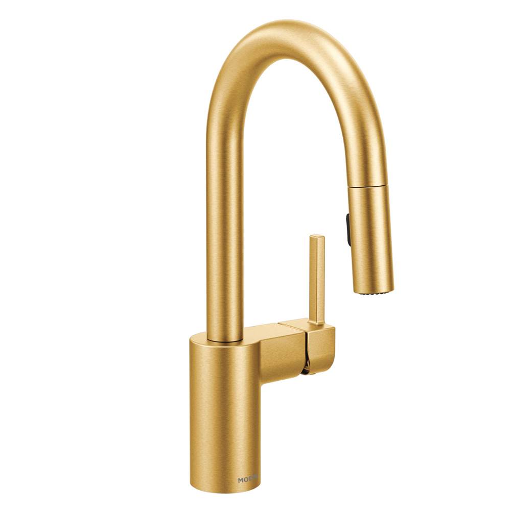 Bathworks ShowroomsMoen CanadaAlign Brushed Gold One-Handle High Arc Pulldown Bar Faucet