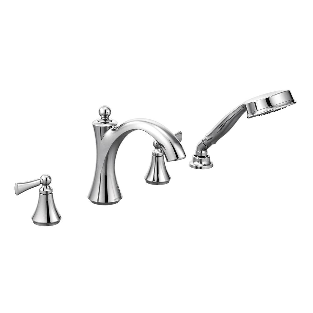 Bathworks ShowroomsMoen CanadaWynford Chrome Two-Handle Diverter Roman Tub Faucet Includes Hand Shower