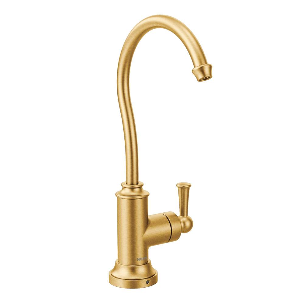 Bathworks ShowroomsMoen CanadaSip Traditional Brushed Gold One-Handle High Arc Beverage Faucet