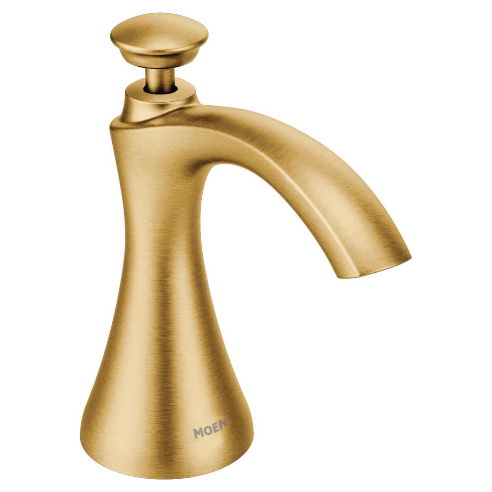 Bathworks ShowroomsMoen CanadaTransitional Soap Dispenser in Brushed Gold