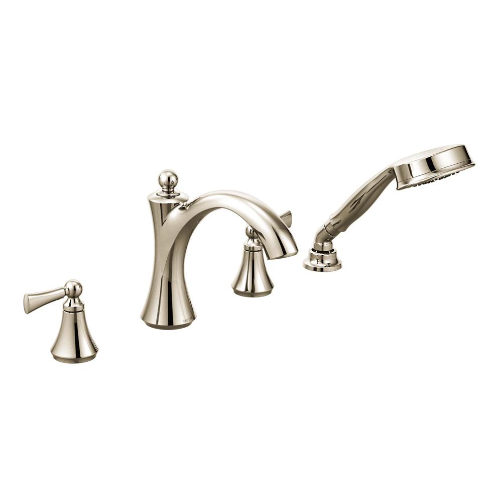 Moen Canada Wynford Polished Nickel Two-Handle Diverter Roman Tub Faucet Includes Hand Shower