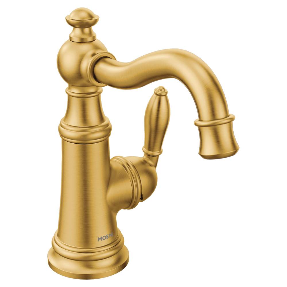 Bathworks ShowroomsMoen CanadaWeymouth Brushed Gold One-Handle High Arc Bathroom Faucet