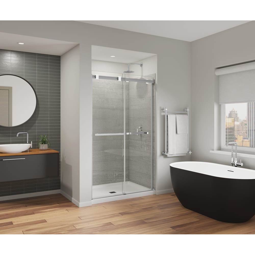 Bathworks ShowroomsMaax CanadaDuel Alto 44-47 X 78 in. 8mm Bypass Shower Door for Alcove Installation with GlassShield® glass in Chrome & Matte White