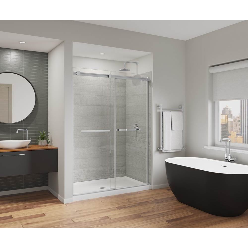Bathworks ShowroomsMaax CanadaDuel Alto 56-59 X 78 in. 8mm Bypass Shower Door for Alcove Installation with GlassShield® glass in Brushed Nickel