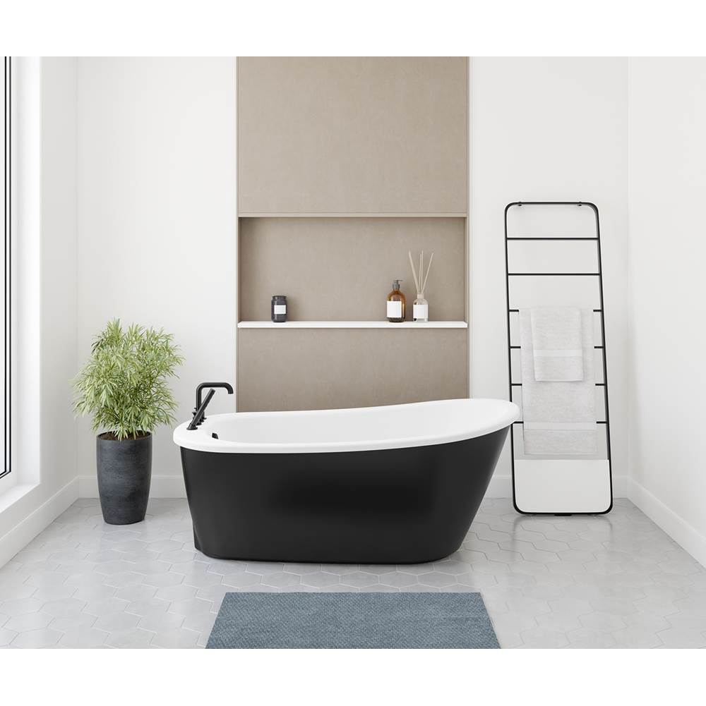 Bathworks ShowroomsMaax CanadaSax 6032 AcrylX Freestanding End Drain Bathtub in White with Black Skirt