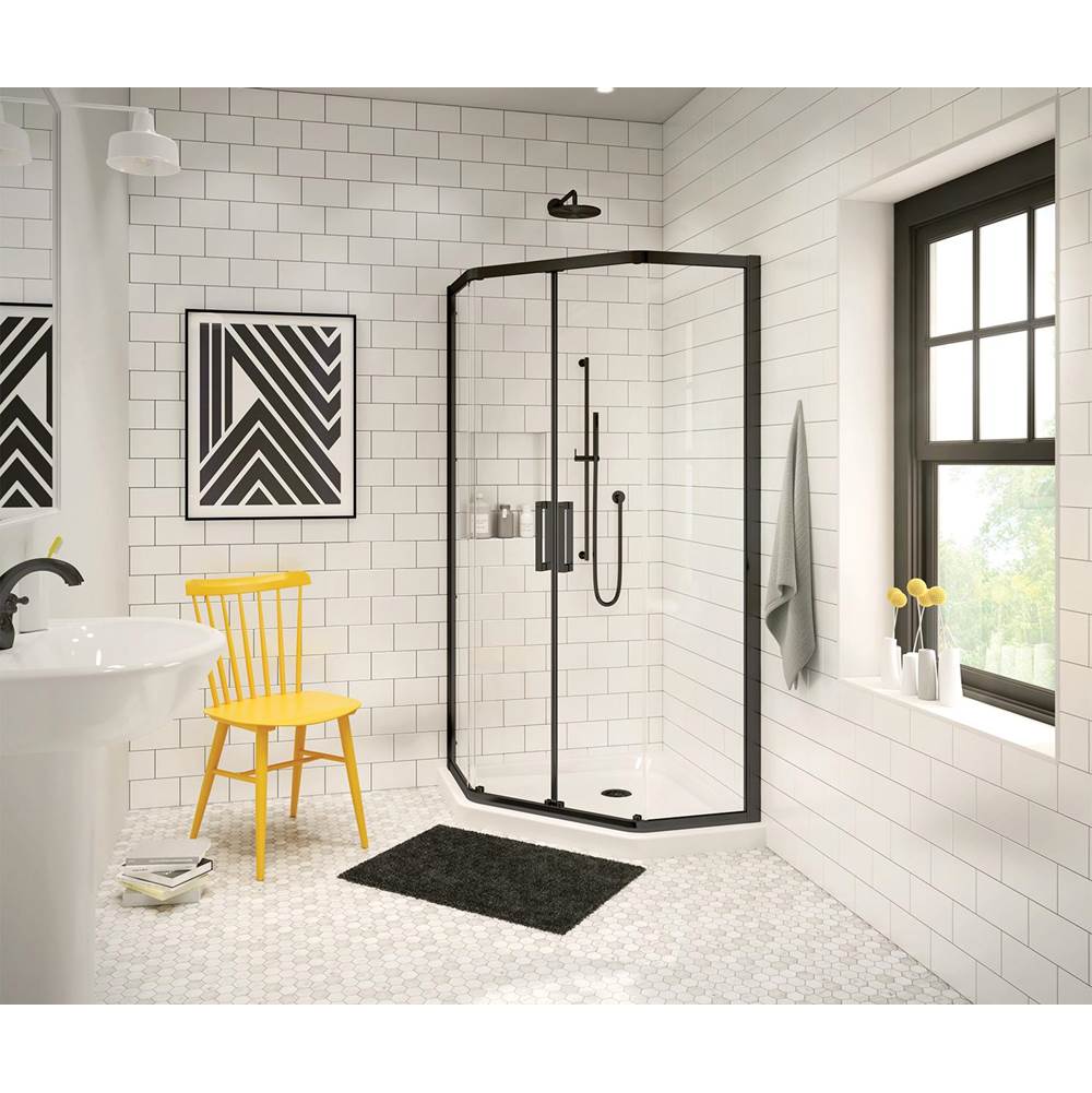 Bathworks ShowroomsMaax CanadaRadia Neo-angle 38 x 38 x 71 1/2 in. 6 mm Sliding Shower Door for Corner Installation with Clear glass in Matte Black