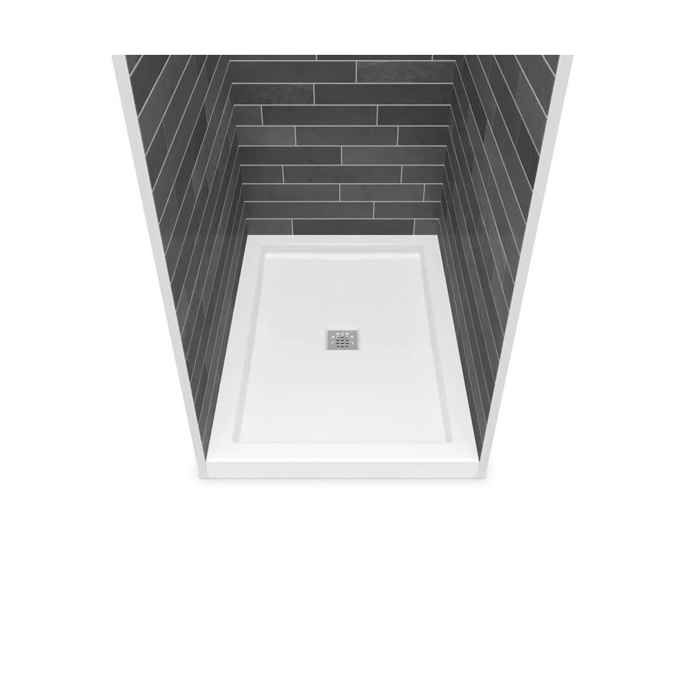 Bathworks ShowroomsMaax CanadaB3Square 4842 Acrylic Corner Right Shower Base in White with Anti-slip Bottom with Center Drain