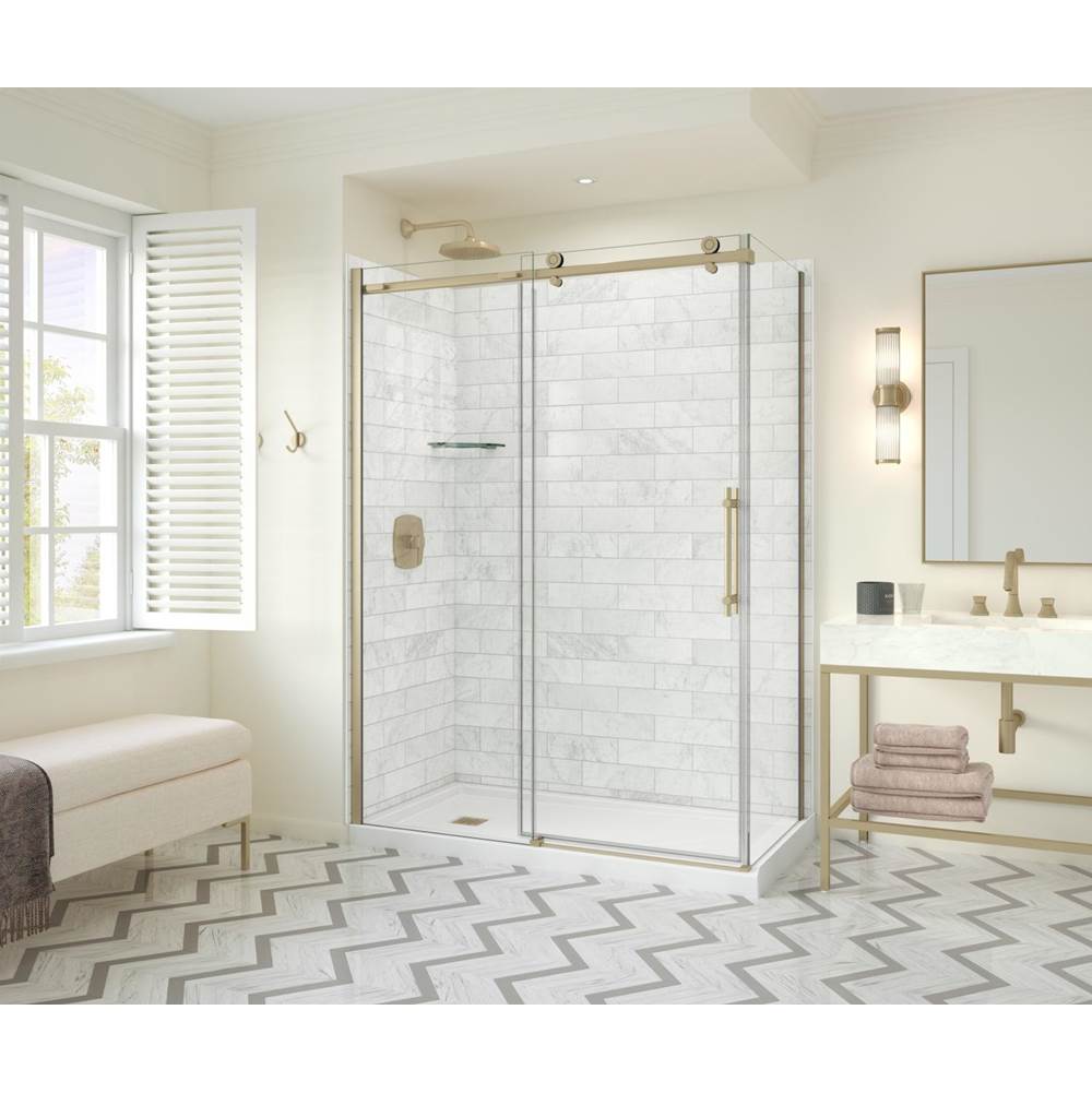 Maax Canada Odyssey SC 60'' x 32'' x 78'' 8mm Sliding Shower Door for Corner Installation with Clear glass in Brushed Gold