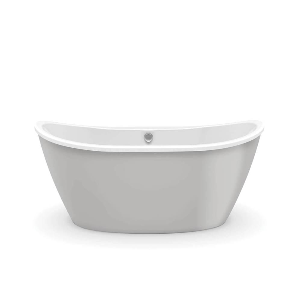 Bathworks ShowroomsMaax CanadaDelsia 6032 AcrylX Freestanding Center Drain Bathtub in White with Sterling Silver Skirt