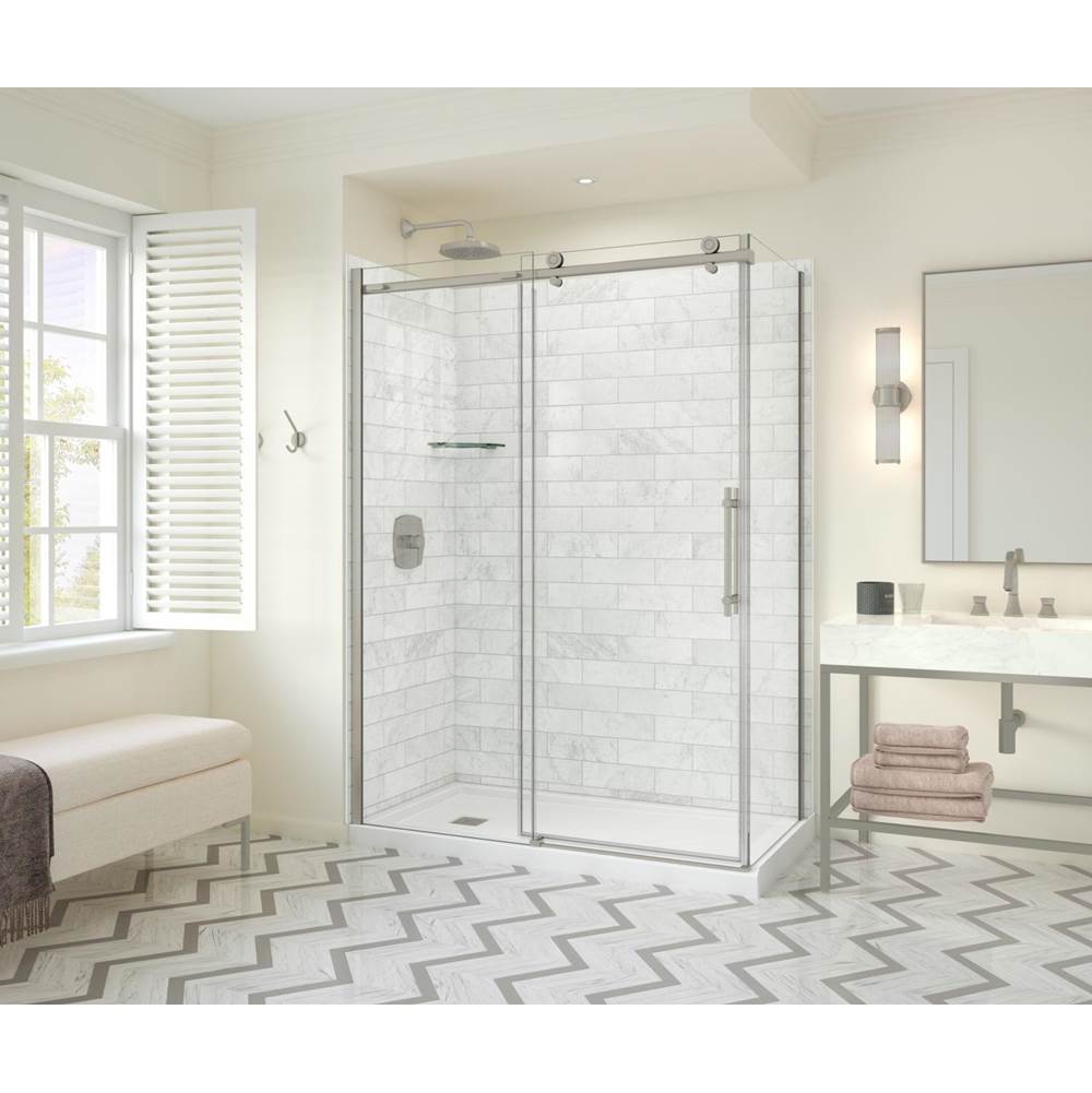 Maax Canada Odyssey SC 60'' x 32'' x 78'' 8mm Sliding Shower Door for Corner Installation with Clear glass in Brushed Nickel