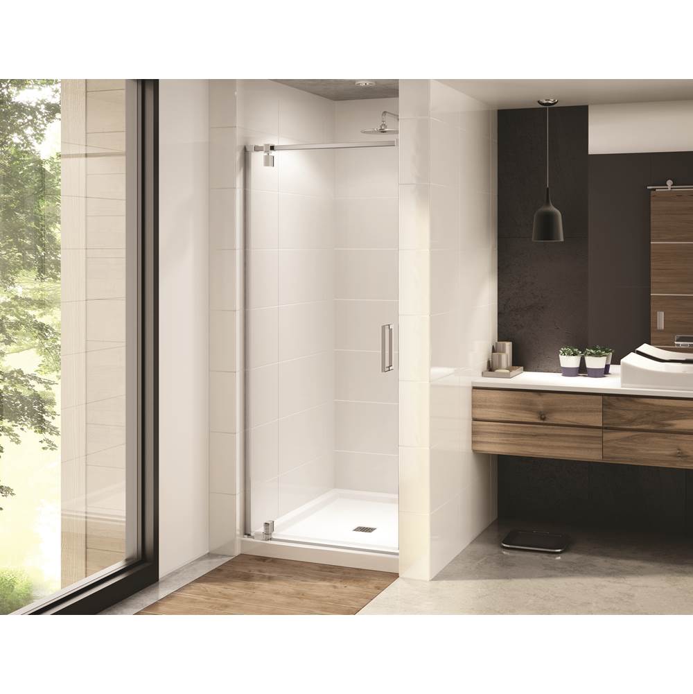 Bathworks ShowroomsMaax CanadaModulR 36 in. x 78 in. Pivot Alcove Shower Door with Clear Glass in Brushed Nickel