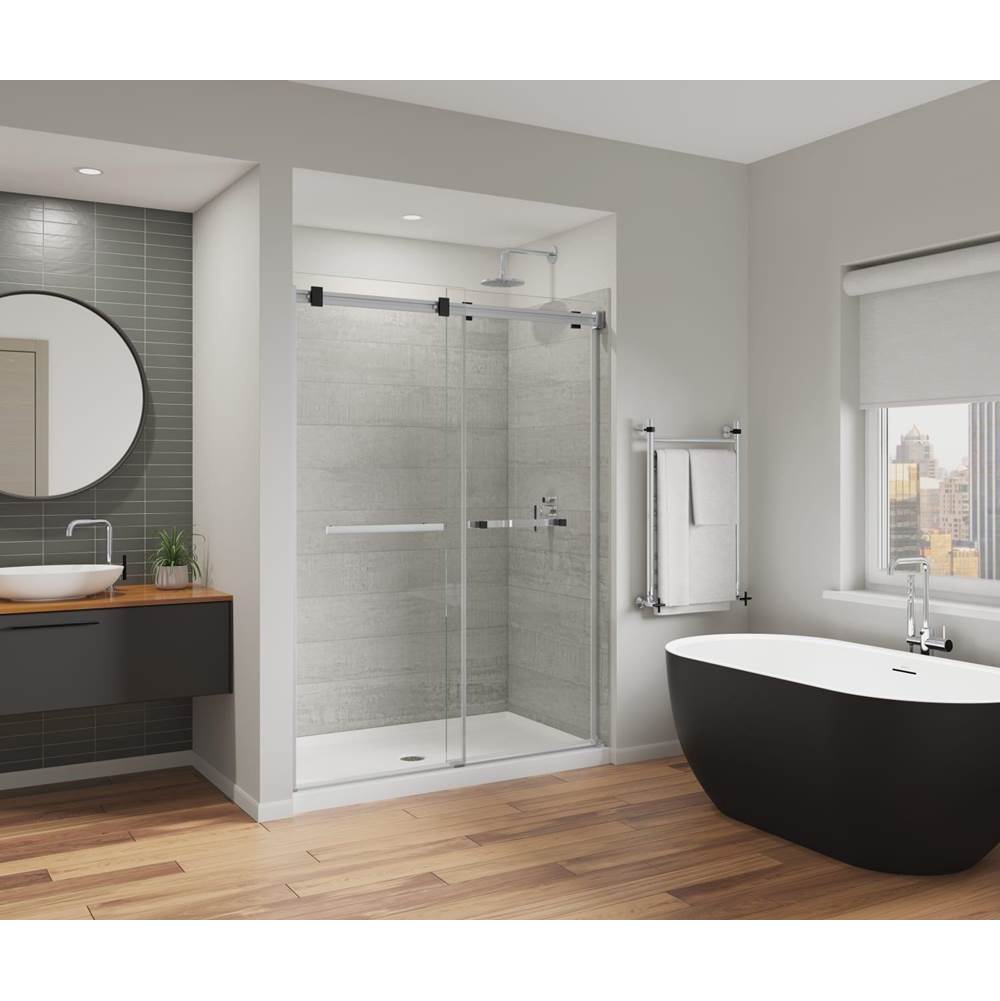Bathworks ShowroomsMaax CanadaDuel Alto 56-59 X 78 in. 8mm Bypass Shower Door for Alcove Installation with GlassShield® glass in Chrome & Matte Black