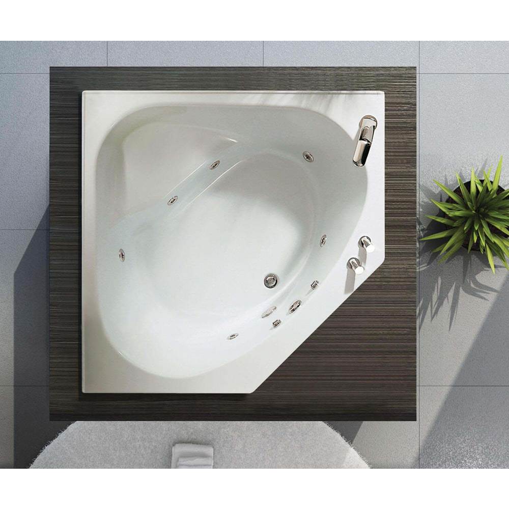Bathworks ShowroomsMaax CanadaTandem 54.125 in. x 54.125 in. Corner Bathtub with Whirlpool System Without tiling flange, Center Drain Drain in White
