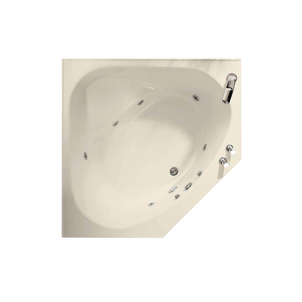 Maax Canada Tandem 54.125 in. x 54.125 in. Corner Bathtub with Aeroeffect System With tiling flange, Center Drain Drain in Bone