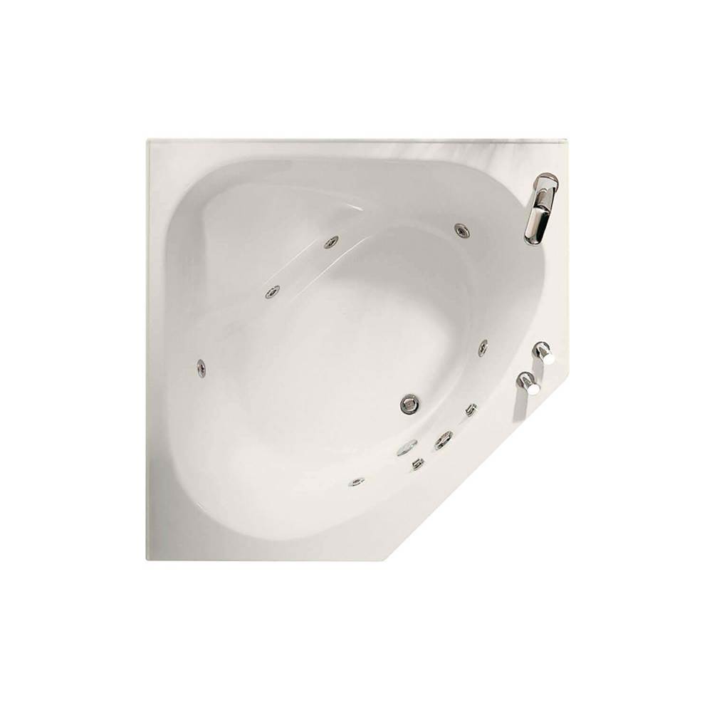 Maax Canada Tandem 54.125 in. x 54.125 in. Corner Bathtub with Aeroeffect System With tiling flange, Center Drain Drain in Biscuit