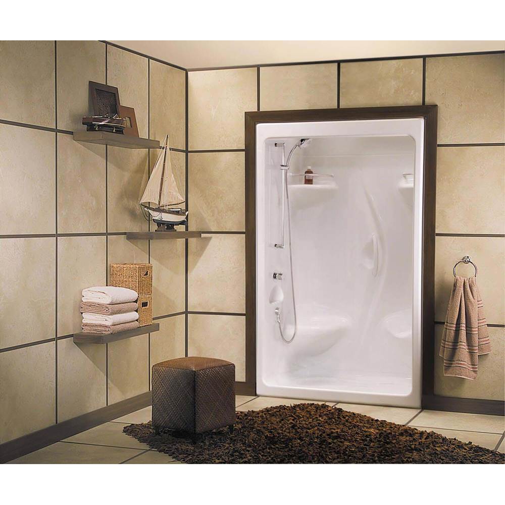 Maax Canada Stamina 48-I 51 in. x 35.75 in. x 85.25 in. 1-piece Shower with Left Seat, Center Drain in White