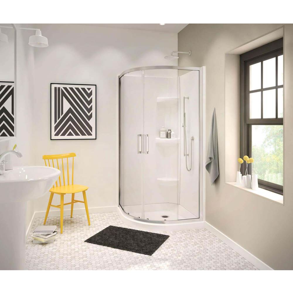 Bathworks ShowroomsMaax CanadaNR 40.125 in. x 40.125 in. x 4.125 in. Neo-Round Corner Shower Base with Center Drain in White