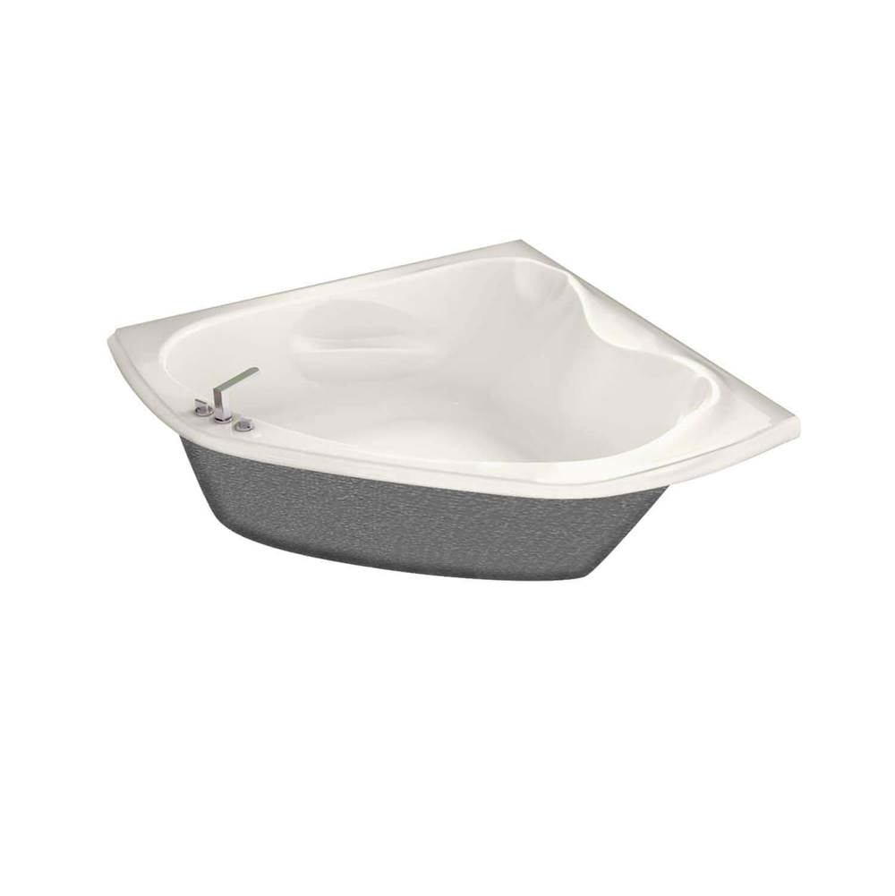 Maax Canada Vichy 59.75 in. x 59.75 in. Corner Bathtub with Aeroeffect System Center Drain in Biscuit
