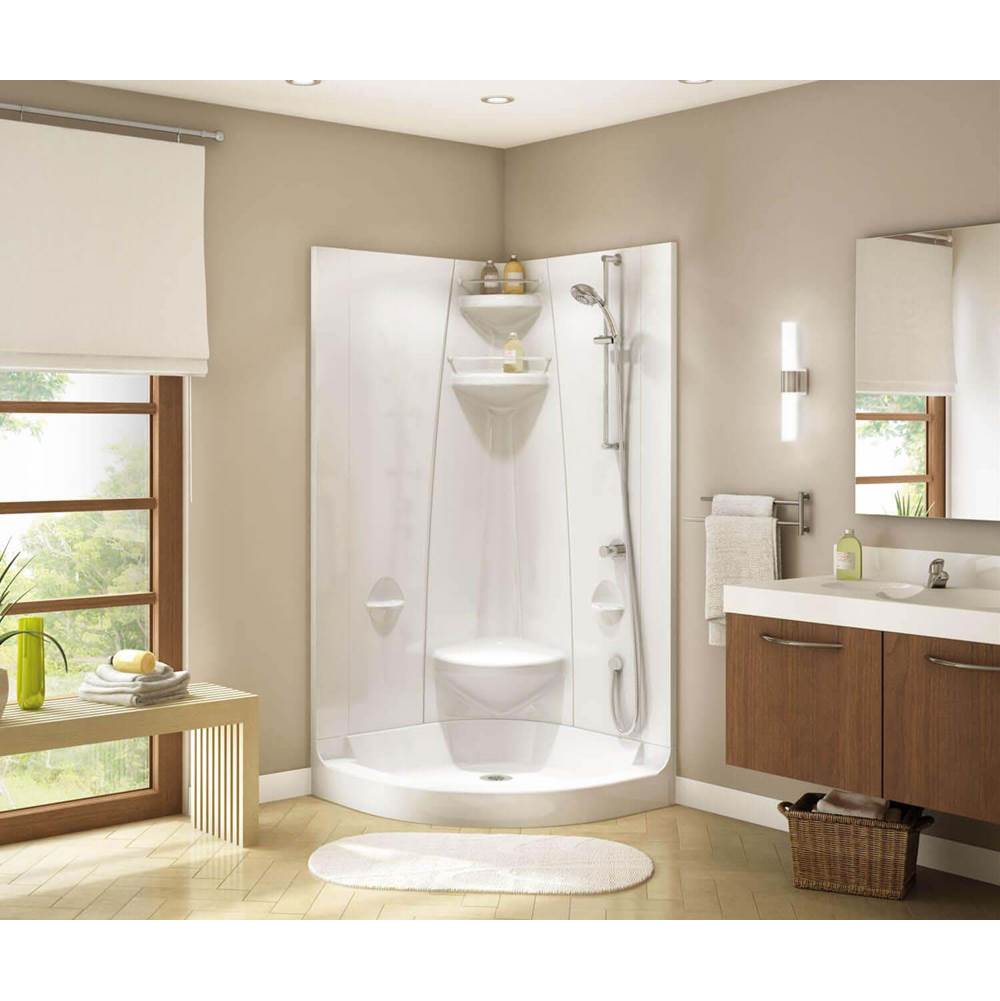 Maax Canada Freestyle 37 Neo-Round 36.5 in. x 36.5 in. x 77.5 in. 1-piece Shower With Center Seat in White