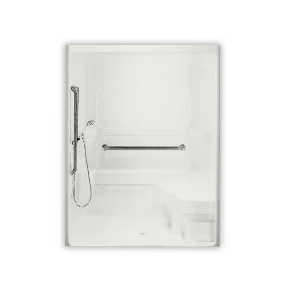 Maax Canada 60NHS 66 in. x 36.875 in. x 84 in. 1-piece Shower with Right Seat, Center Drain in White