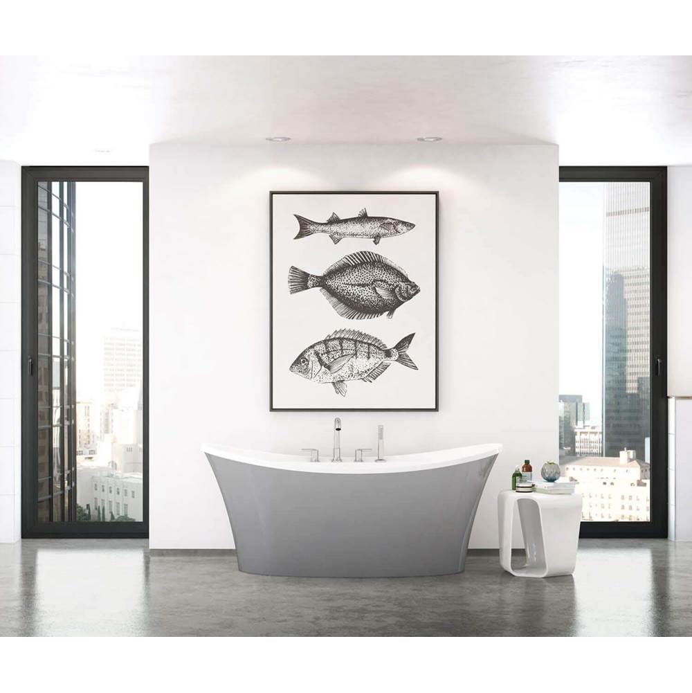 Bathworks ShowroomsMaax CanadaAriosa 66 in. x 36 in. Freestanding Bathtub with Center Drain in Sterling Silver