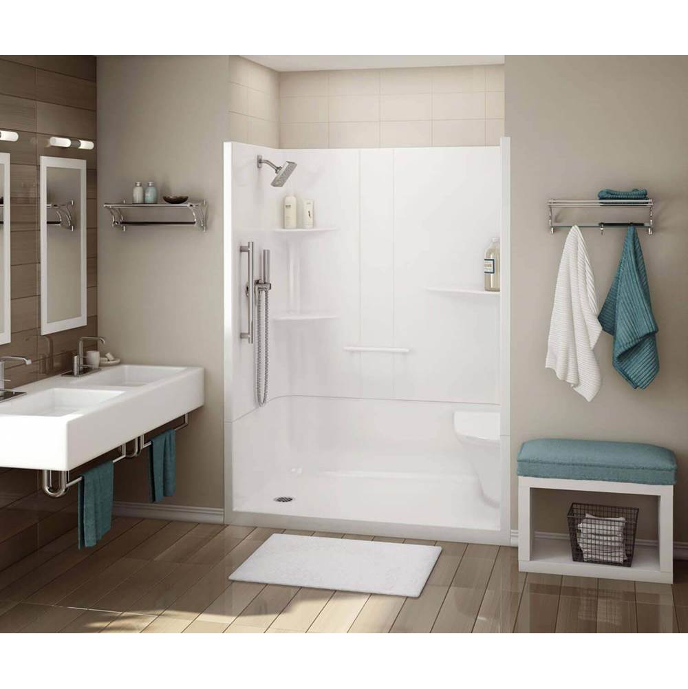 Bathworks ShowroomsMaax CanadaAllia 60 in. x 34.5 in. x 79 in. 2-piece Shower with Two Seats, Center Drain in White