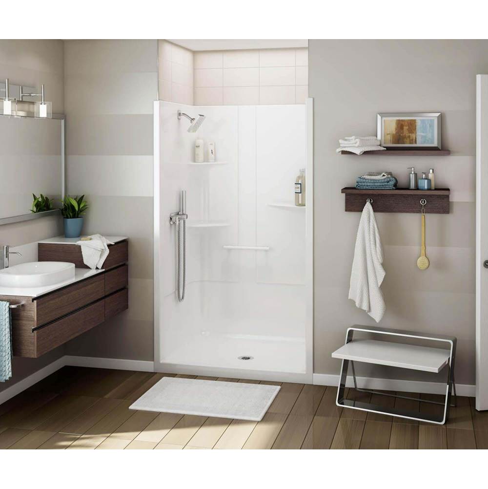 Bathworks ShowroomsMaax CanadaAllia 48 in. x 34 in. x 79 in. 1-piece Shower with Right Seat, Center Drain in White