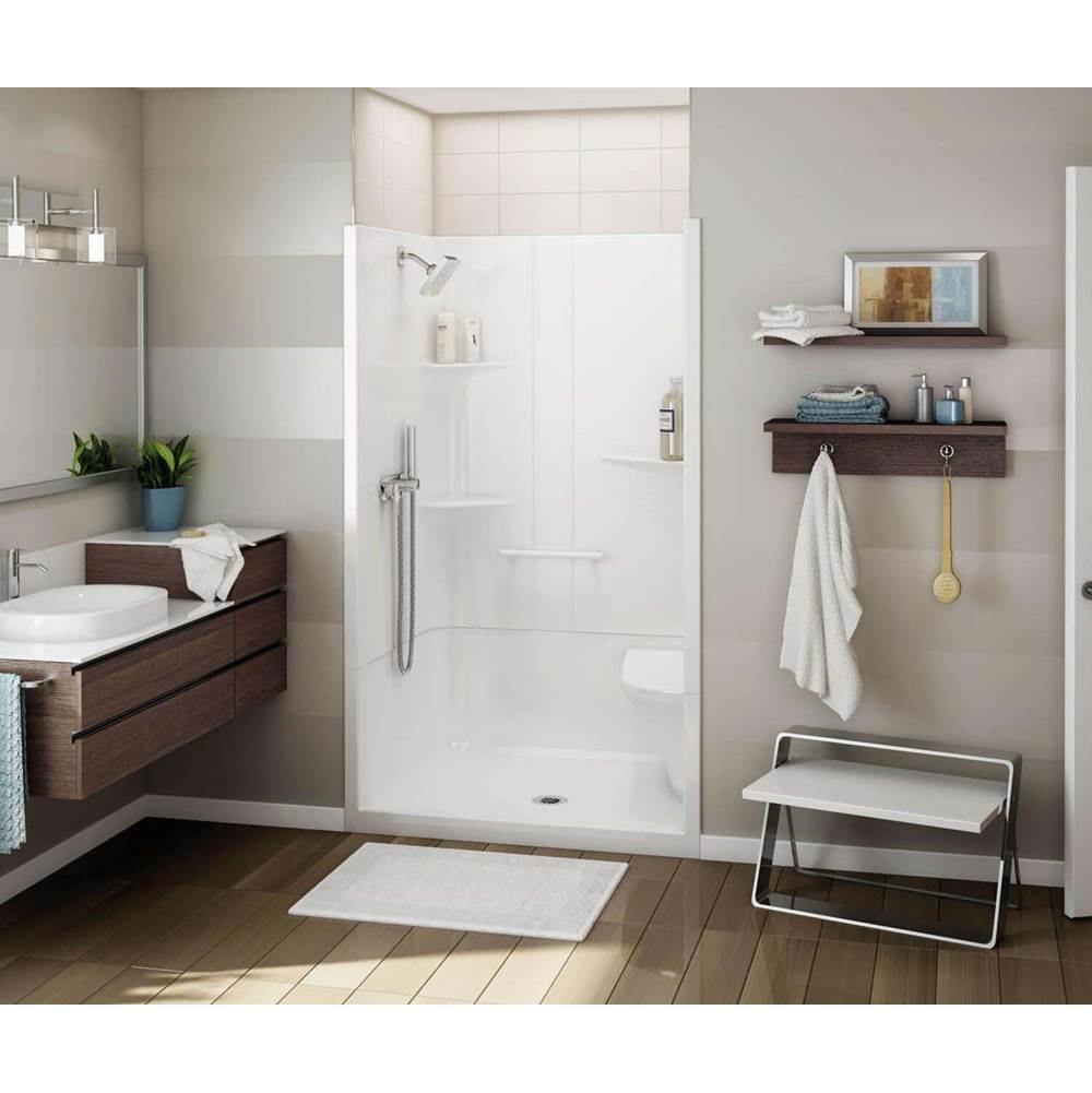 Bathworks ShowroomsMaax CanadaAllia 48 in. x 34.5 in. x 79 in. 2-piece Shower with Right Seat, Center Drain in White