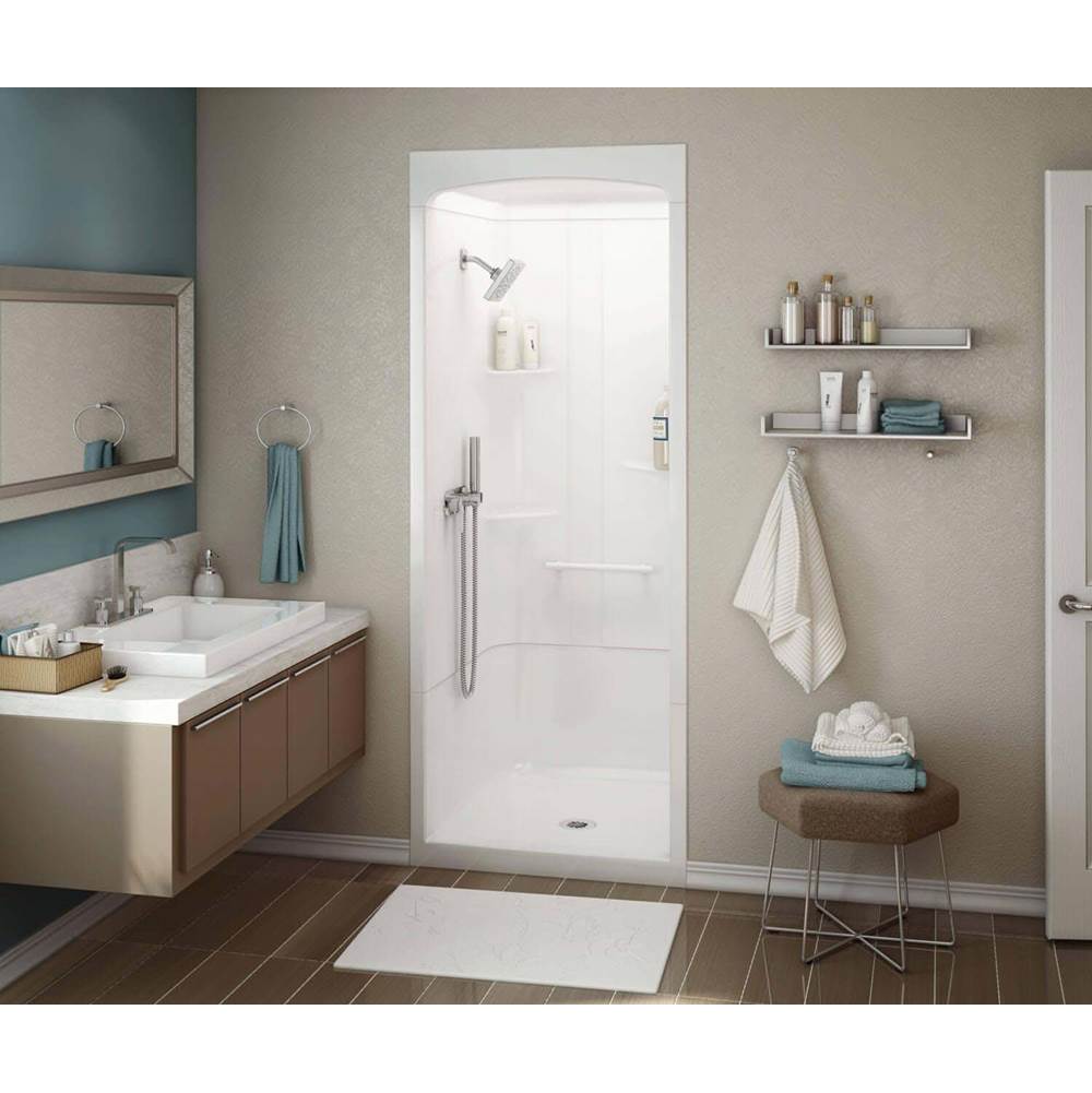 Bathworks ShowroomsMaax CanadaALLIA SHR-3636 Acrylic Alcove Center Drain Three-Piece Shower in White