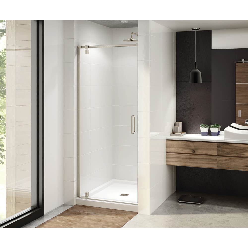 Bathworks ShowroomsMaax CanadaModulR 34 in. x 78 in. Pivot Alcove Shower Door with Clear Glass in Brushed Nickel