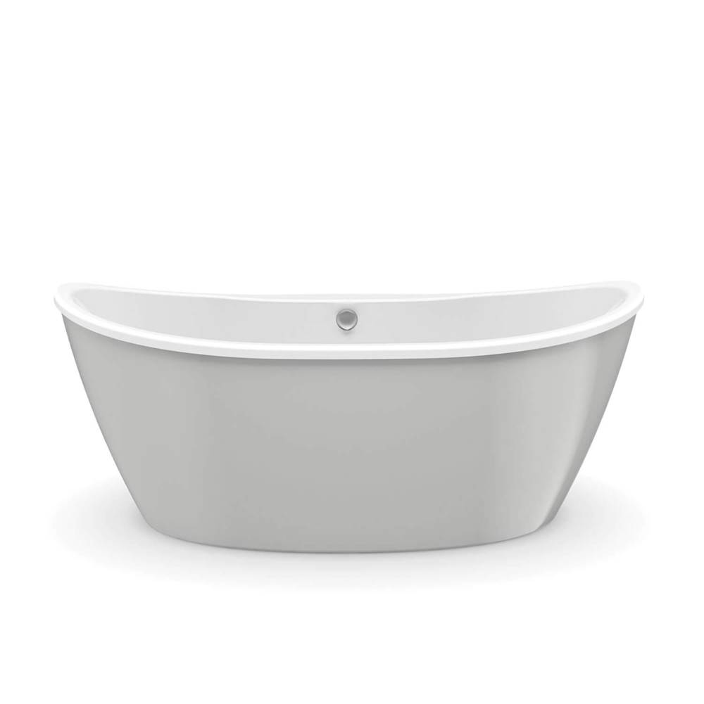 Bathworks ShowroomsMaax CanadaDelsia 6636 AcrylX Freestanding Center Drain Bathtub in White with Sterling Silver Skirt