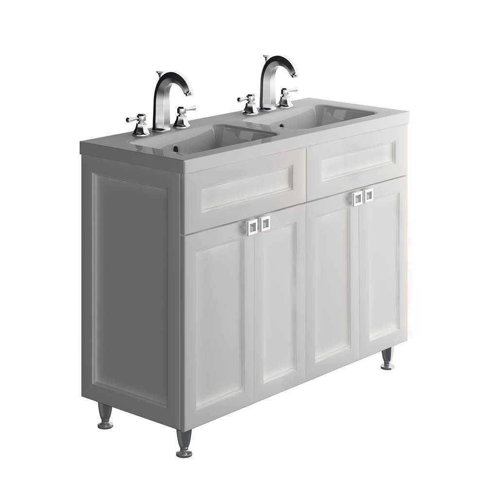 Aria Ar-Traditional Vanity With Double Ceramic Basin, Grey Lacquer