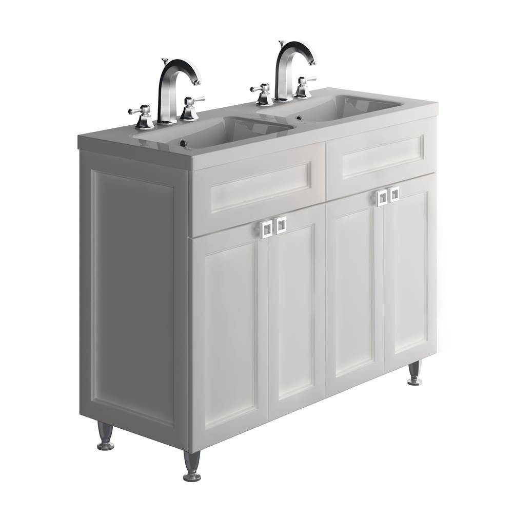 Bathworks ShowroomsAriaAr-Traditional Vanity With 2 Undermount Ceramic Basins, Grey Lacquer