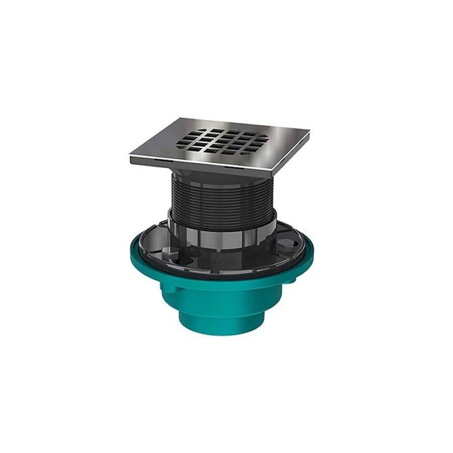 OS&B 2'' CAST IRON ADJUSTABLE SQUARE SHOWER DRAIN FOR SHOWER PAN LINER