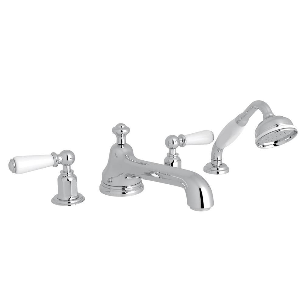 Bathworks ShowroomsPerrin & RoweEdwardian™ 4-Hole Deck Mount Tub Filler With Low Spout