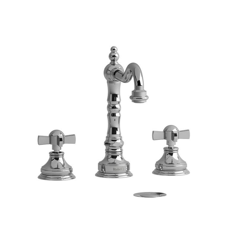 Bathworks ShowroomsRiobelRetro 8 Inch Bathroom Faucet - Polished Nickel With X-Shaped