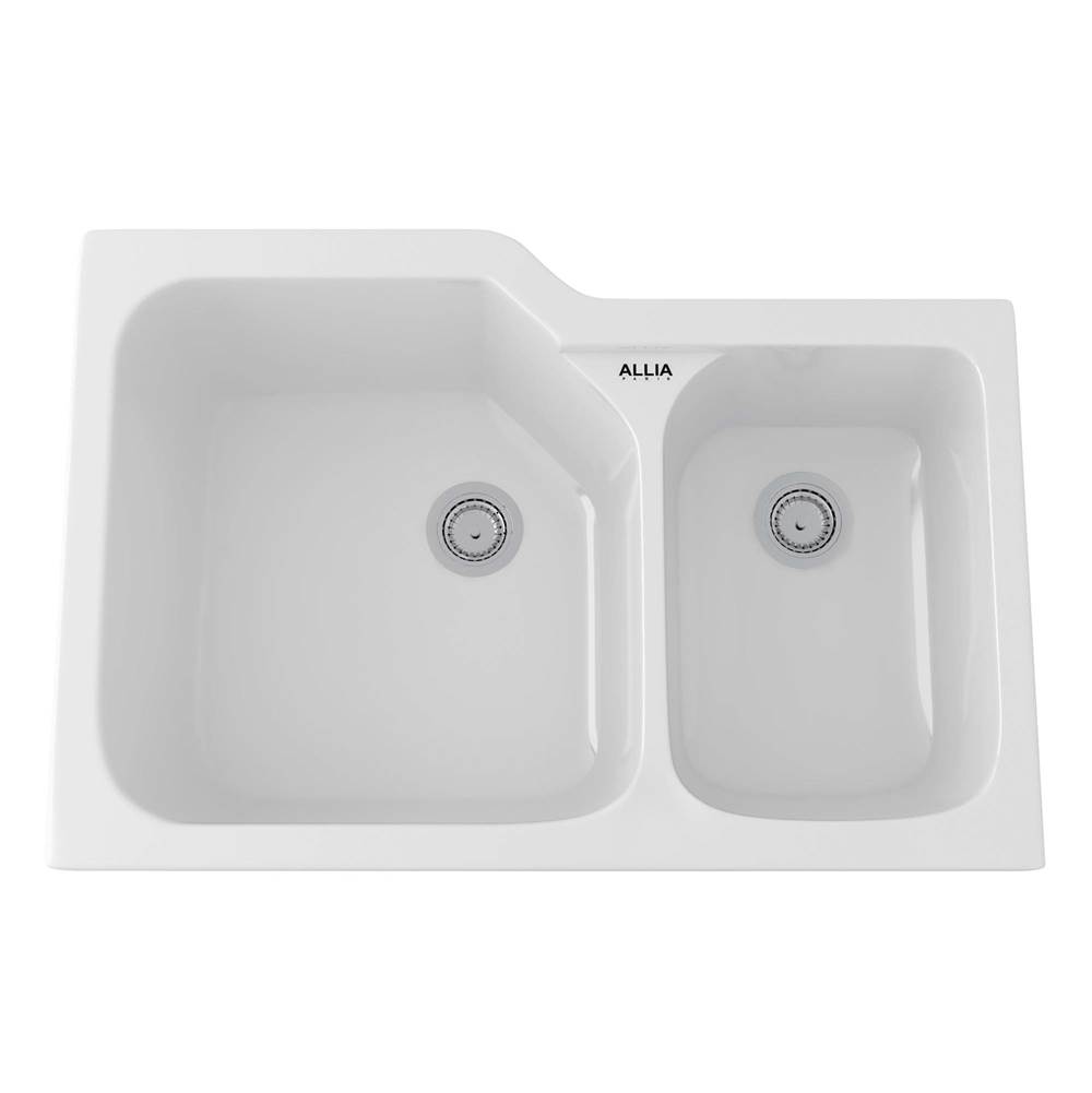 Bathworks ShowroomsRohl CanadaAllia™ 33'' Fireclay 2 Bowl Undermount Kitchen Sink