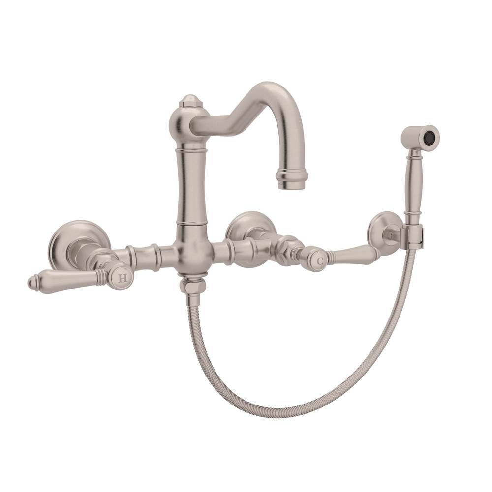 Bathworks ShowroomsRohl CanadaAcqui® Wall Mount Bridge Kitchen Faucet With Sidespray And Column Spout