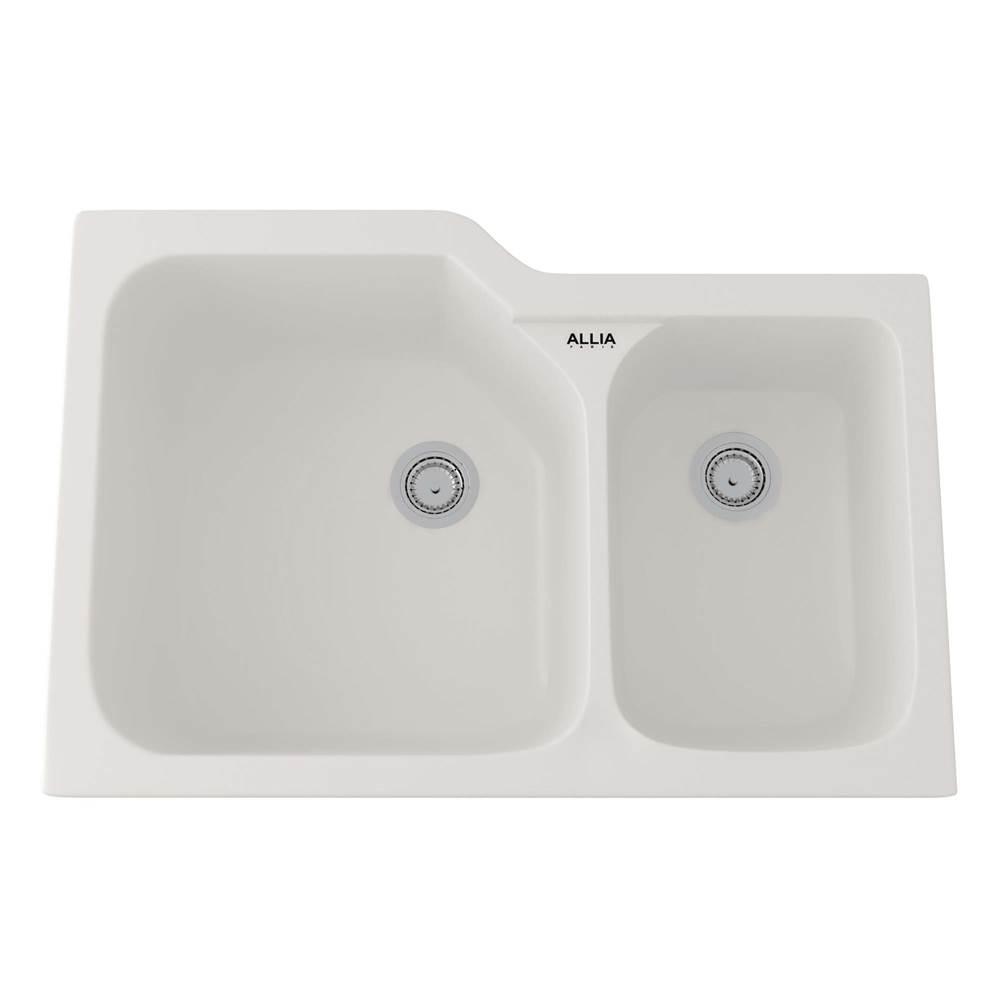 Bathworks ShowroomsRohl CanadaAllia™ 33'' Fireclay 2 Bowl Undermount Kitchen Sink