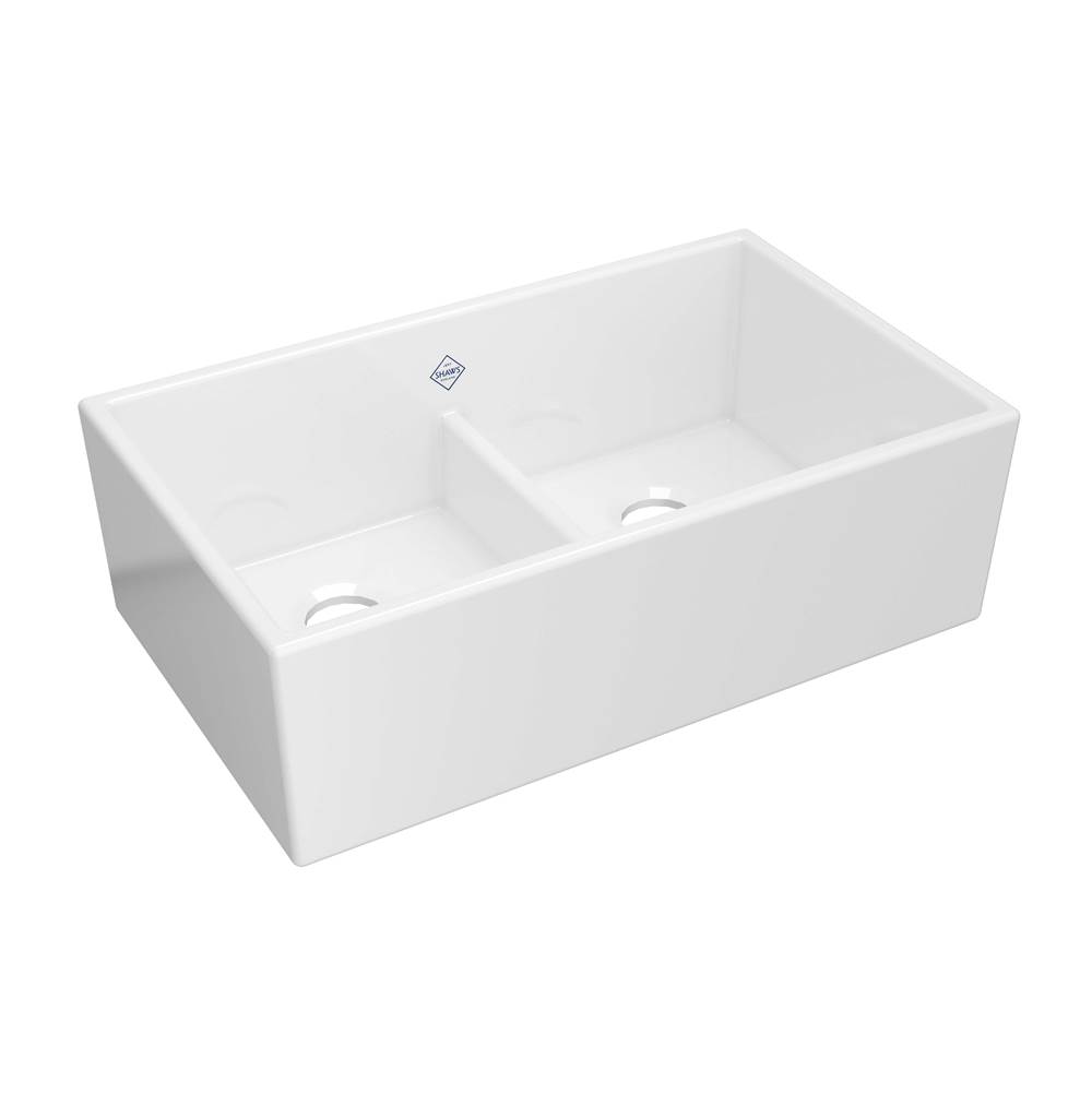 Bathworks ShowroomsShaws33'' Shaker™ Low Divide Double Bowl Apron Front Fireclay Kitchen Sink