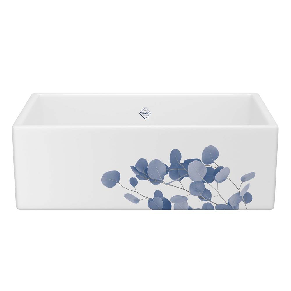 Bathworks ShowroomsShaws33'' Shaker Single Bowl Apron Front Fireclay Kitchen Sink With Eucalyptus Design