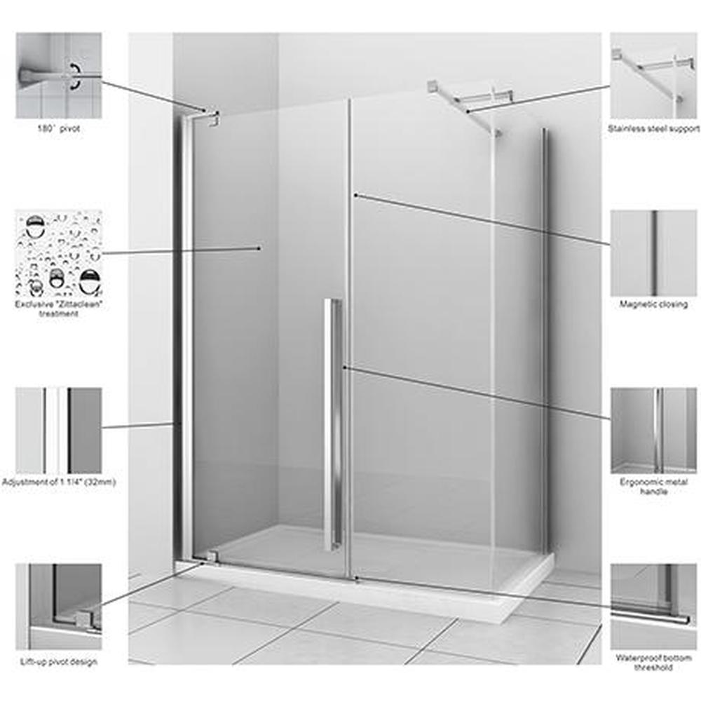 Bathworks ShowroomsZitta CanadaAmaly 54 Chrome Clear Angle Shower Door