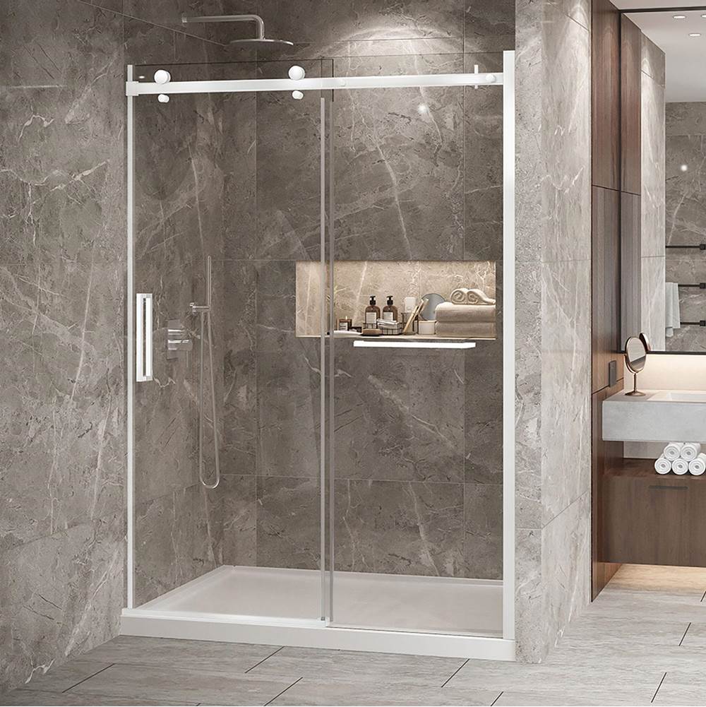 Bathworks ShowroomsZitta CanadaBellini 2.0 60'' Matte White Clear Alcove Shower Door