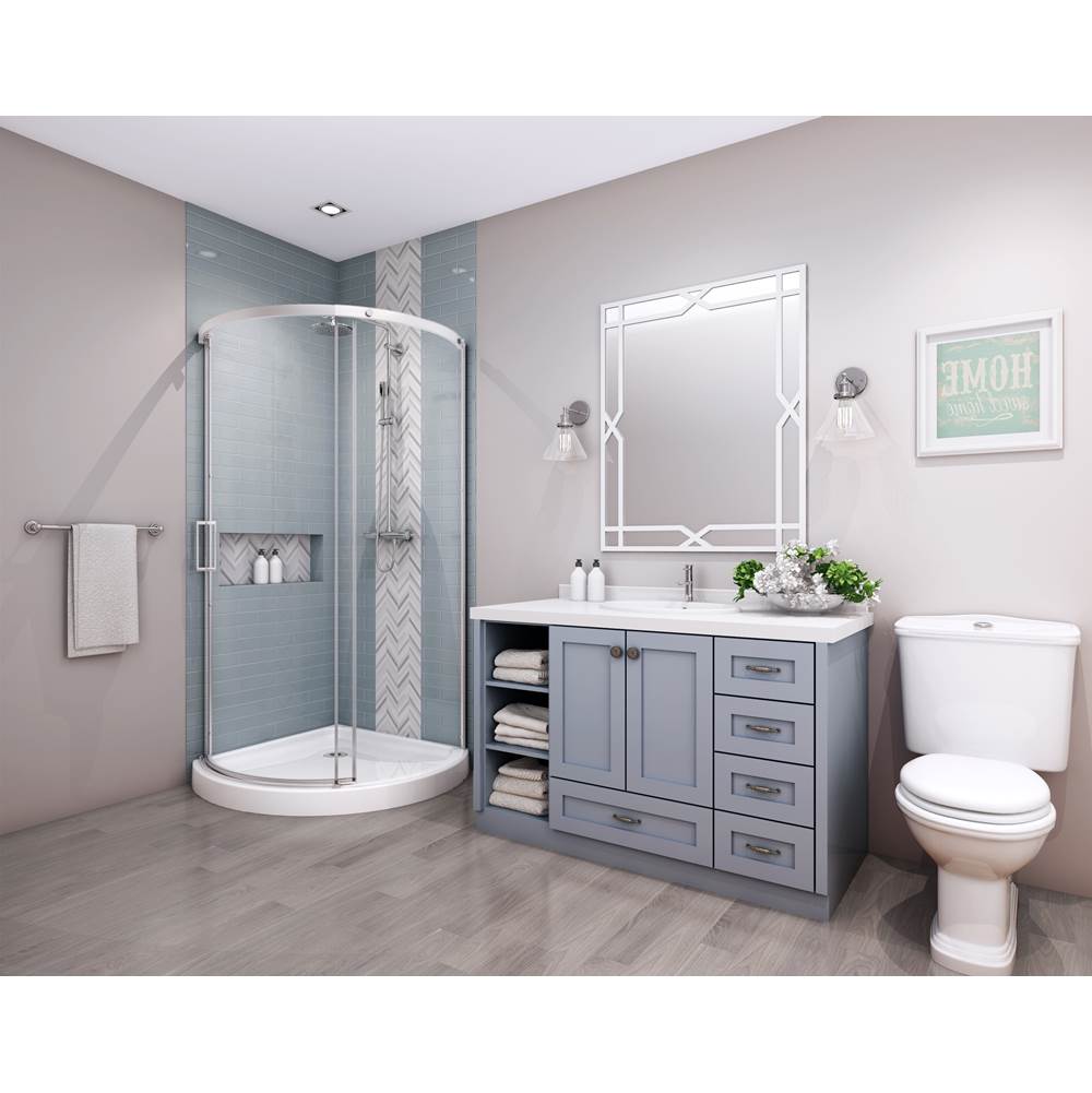 Bathworks ShowroomsZitta CanadaVague 36X36 Chrome Clear Corner Shower Door Left Side