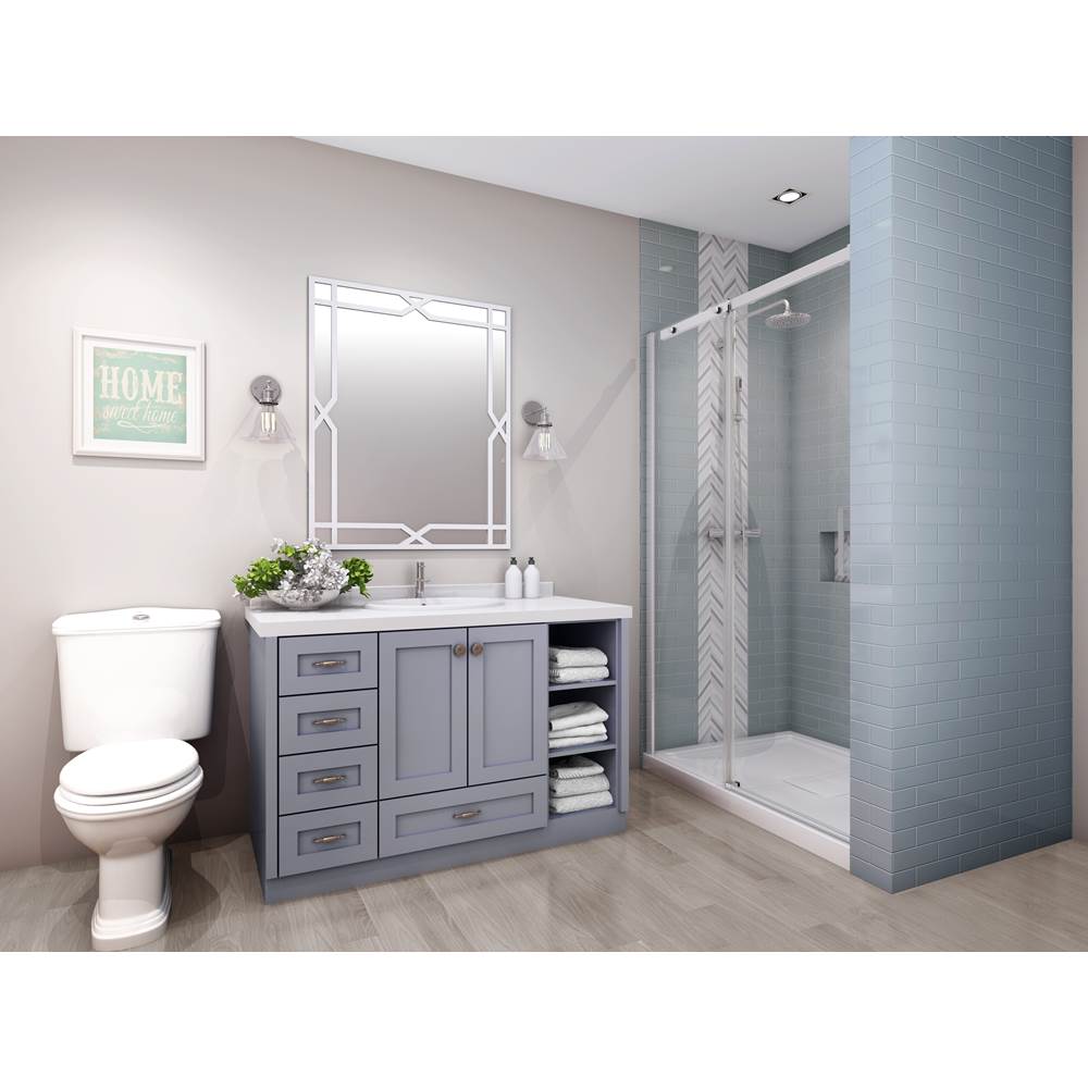 Bathworks ShowroomsZitta CanadaVague 48 Chrome Clear Alcove Shower Door