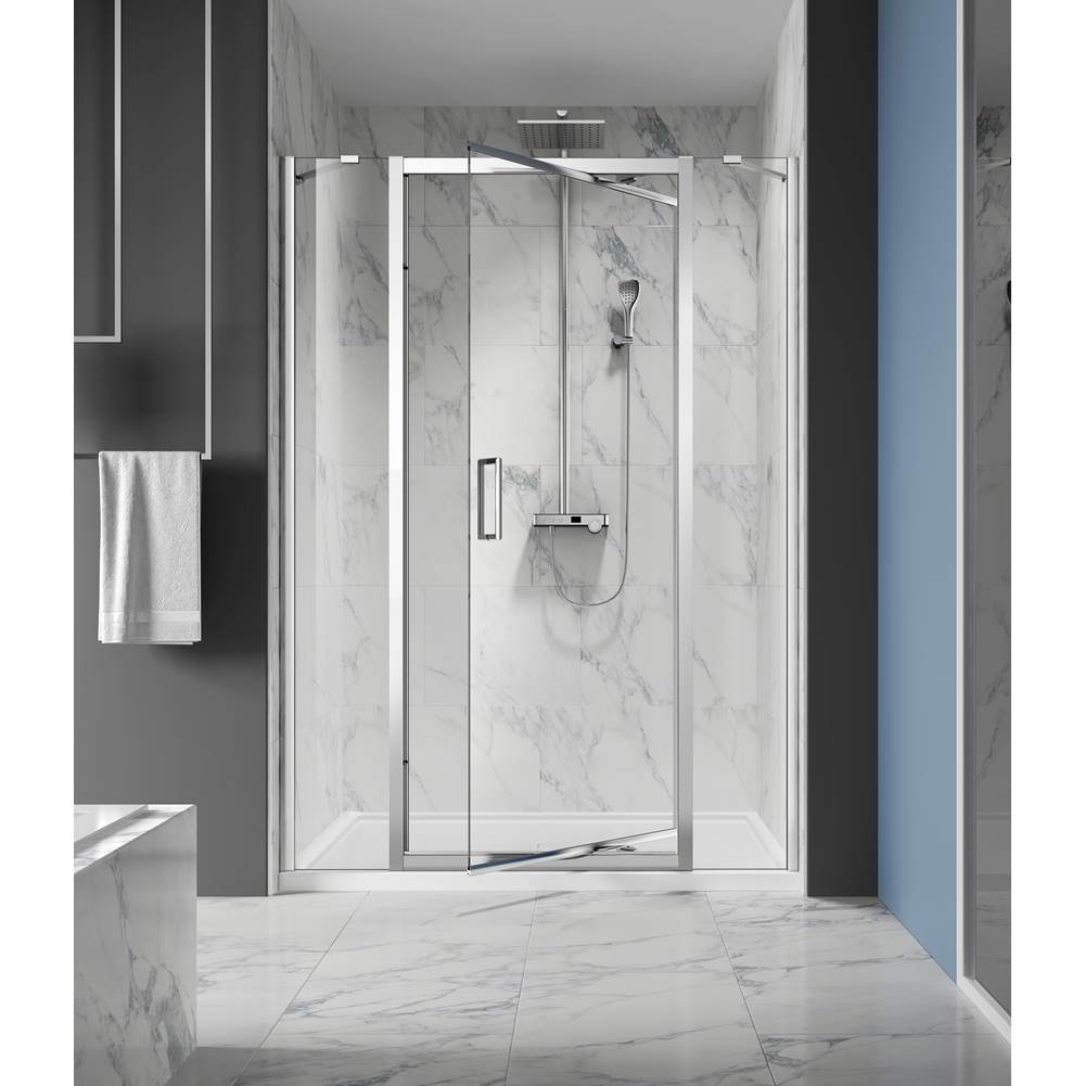 Bathworks ShowroomsZitta CanadaXenia 48 Chrome Clear Straight Shower Door 2 Fix Panel