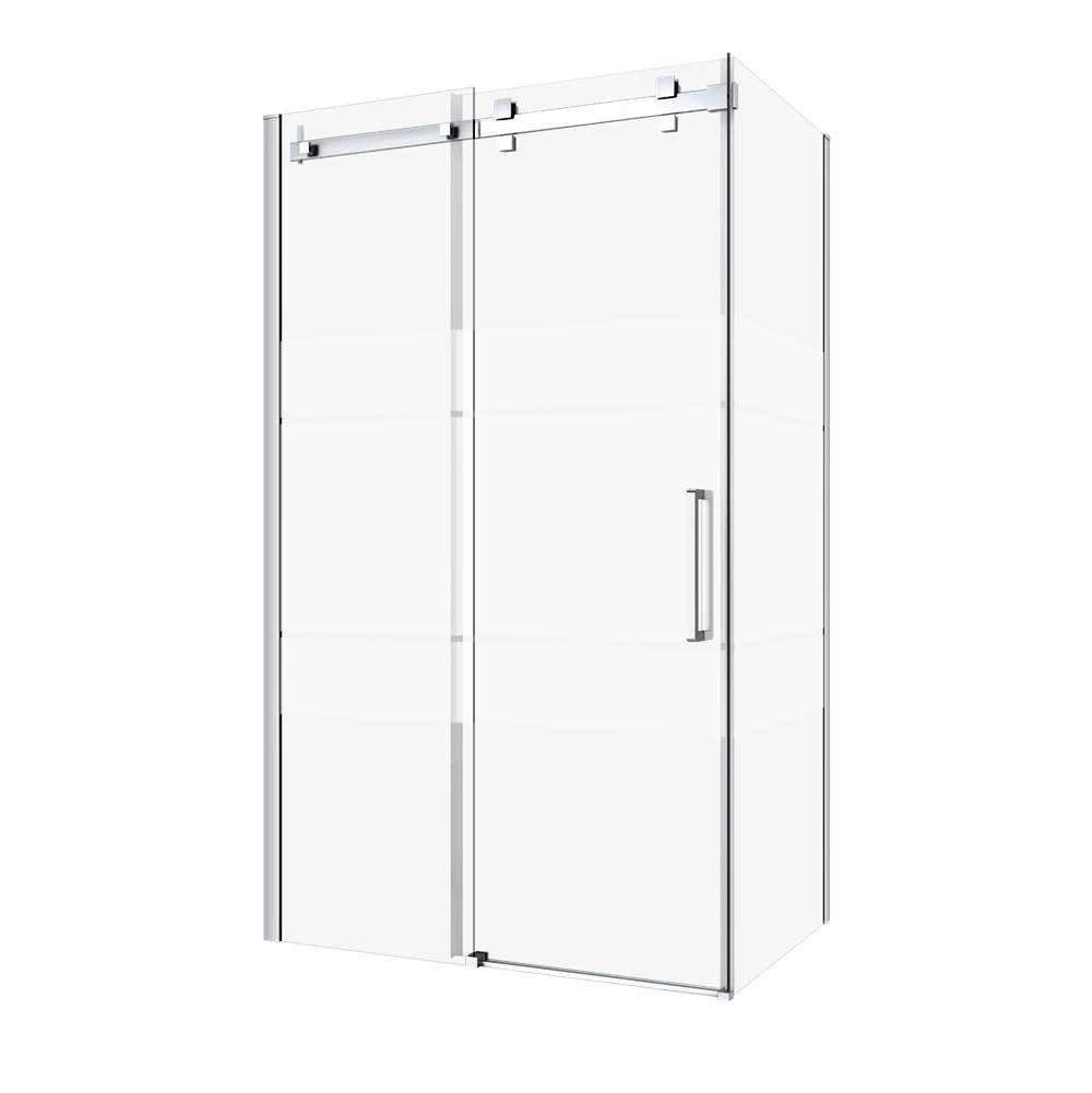 Bathworks ShowroomsZitta CanadaPiazza 48'' Chrome Frost Patern Left Shower Closing Wall