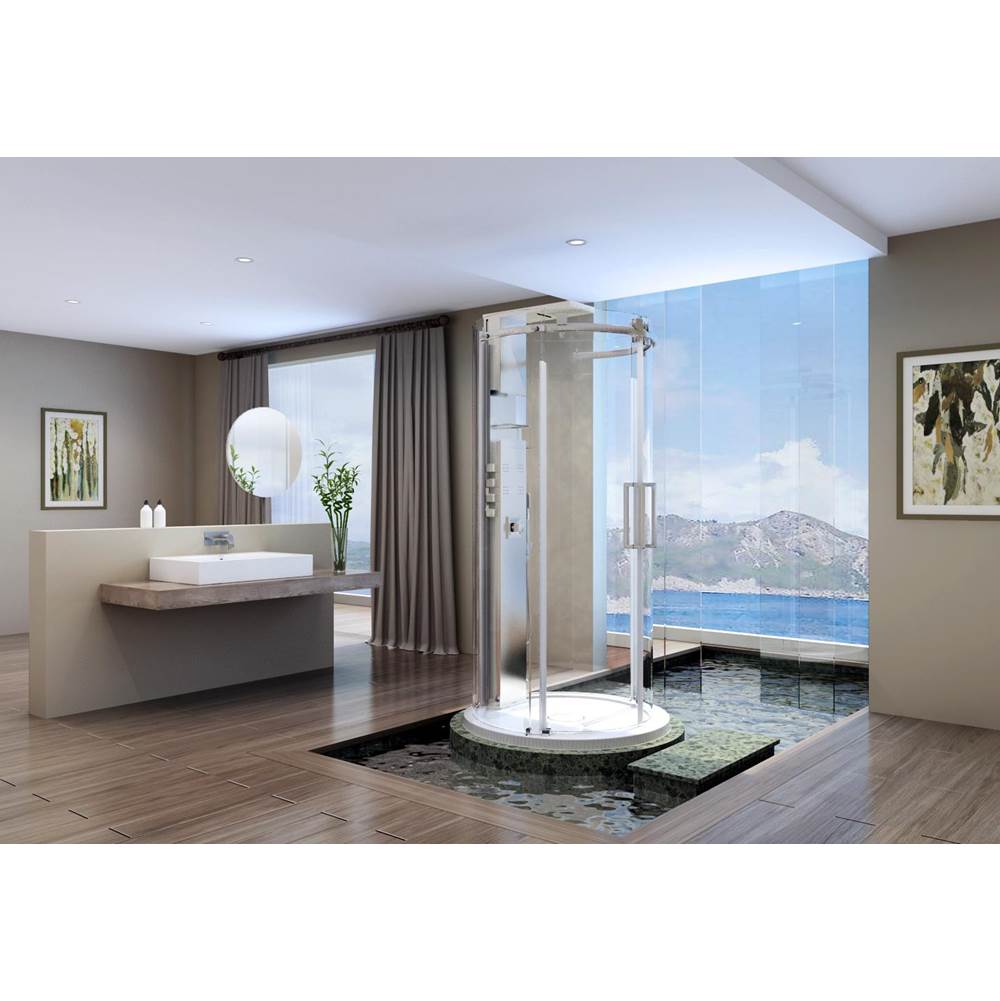 Bathworks ShowroomsZitta CanadaPiazza 42X42 Chrome Clear Freestanding Shower With Column