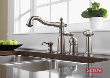 Chrome kitchen sink faucet